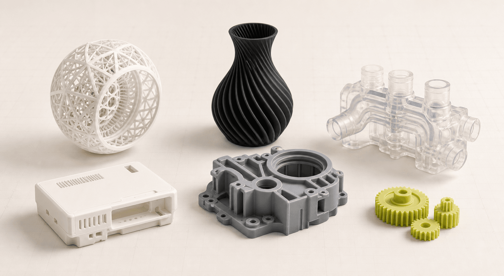 Collection of resin prototypes and functional manufactured parts